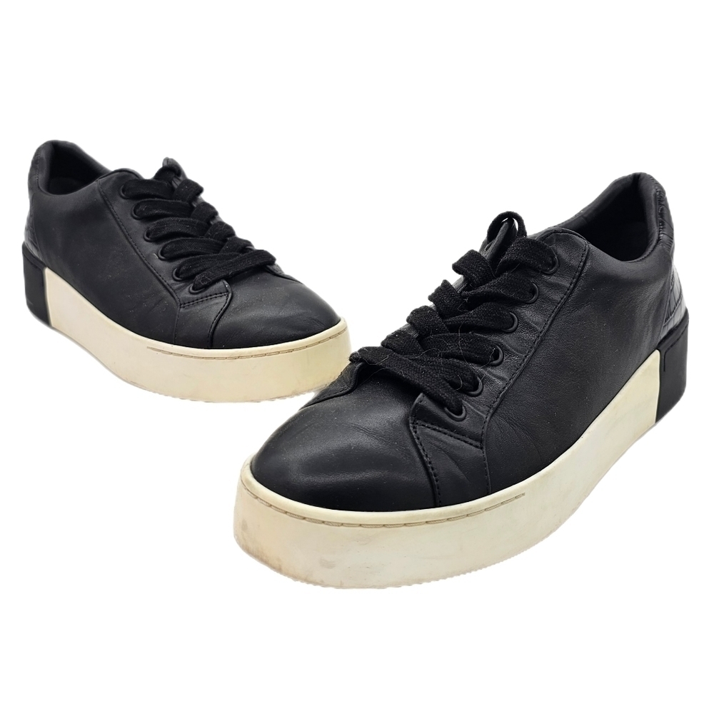 Vince Benfield Black Leather Platform Sneakers Women's Sz 7.5 M WO